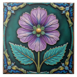 Lila Pinwheel-Blume Fliese