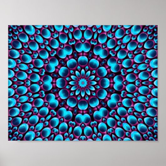 Lila Pipes Vintages blaues Fraktal Kaleidoskop Poster (Vorne)