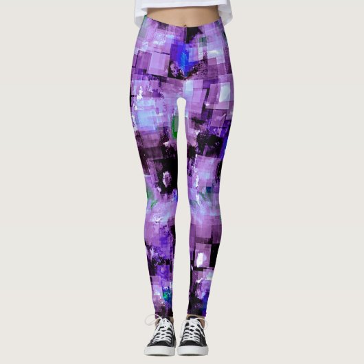 Lila pixelförmige Leggings (Vorderseite)