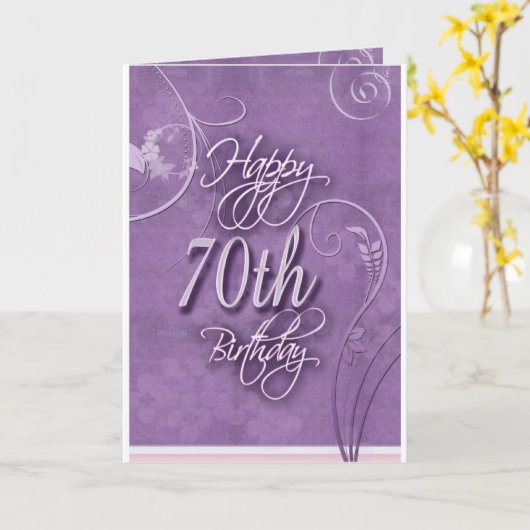 Lila Pizazz für 70. Geburtstag Karte (Gelbe Blume)