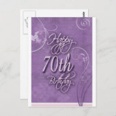 Lila Pizz zum 70. Geburtstag Postkarte (Vorne/Hinten)