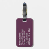 Lila Plakette für Monogramm Gepäckanhänger (Rückseite vertikal)