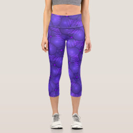 Lila Planeten, Muster des modernen Fraktals Capri Leggings