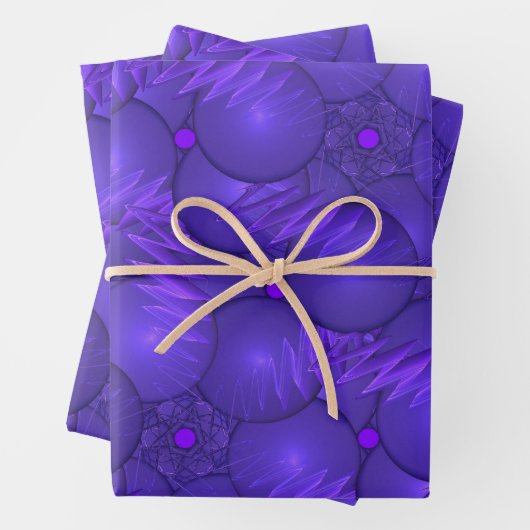 Lila Planeten und Blitze Geschenkpapier Set (Beispiel)