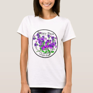 Lila Platterbsen Botanisch von Künstler mit Text T-Shirt