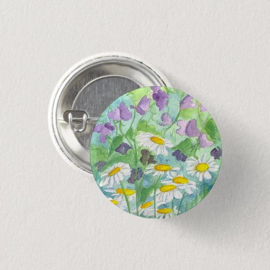 Lila Platterbsen Daisy Blume Button (Vorne & Hinten)