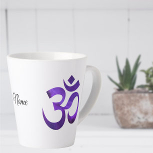 Lila Platz, Om-Symbol, Name, 12oz Latte-Tasse Milchtasse
