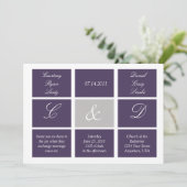 Lila Plätze für Hochzeiten Einladung (Stehend Vorderseite)