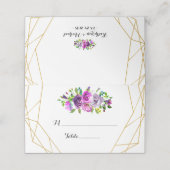 Lila Platzkarte der geometrischen Tafelform (Außenseite Aufgefaltet)