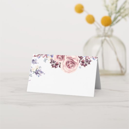 Lila Platzkarte des Blumenwassers (Rückseite)