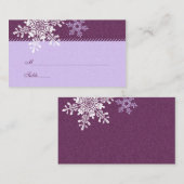 Lila Platzkarten mit weißem Schneeflocken (Vorne/Hinten)