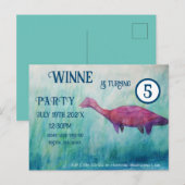 Lila Plesiosaurus Einladung Postkarte (Vorne/Hinten)