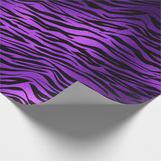Lila Plum Amethyst Black Tiger Tier Abstrakt Geschenkpapier (Ecke)