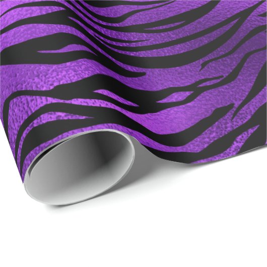 Lila Plum Amethyst Black Tiger Tier Abstrakt Geschenkpapier (Rolleneckpunkt)