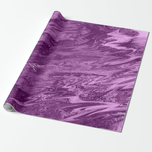 Lila Plum Amethyst Marble Stone Abstrakt Metalli Geschenkpapier (Ungerollt)