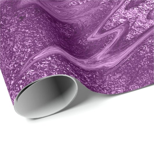 Lila Plum Amethyst Marble Stone Abstrakt Metalli Geschenkpapier (Rolleneckpunkt)