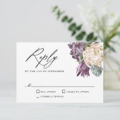 Lila Plum Boho Tropical Wedding RSVP (Stehend Vorderseite)