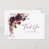 Lila Plum Floral Personalisiert Dankeschön Hinweis Dankeskarte (Vorne/Hinten)
