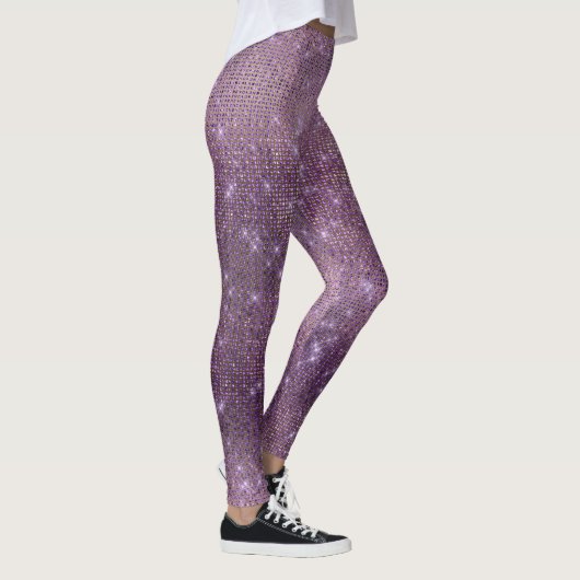 Lila Plum Gold-Metallic Diamond Funkelnd Leggings (Rechts)