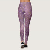 Lila Plum Gold-Metallic Diamond Funkelnd Leggings (Rückseite)