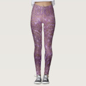 Lila Plum Gold-Metallic Diamond Funkelnd Leggings (Vorderseite)