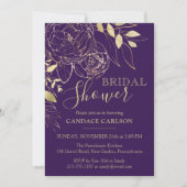 Lila Plum & Gold Modernes Brautparty Einladung (Vorderseite)