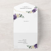 Lila Plum Ivory Gold Floral Geometric Wedding Al All In One Einladung (Außenbereich)