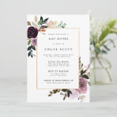 Lila Plum Mauve Pink Blütendusche Einladung (Stehend Vorderseite)