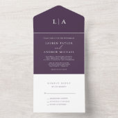 Lila Plum Minimalistisch Hochzeit All In One Einladung (Innen Boden)
