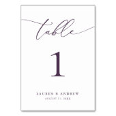 Lila Plum Minimalistisch Hochzeit | Benutzerdefini Tischnummer (Vorderseite)