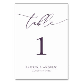 Lila Plum Minimalistisch Hochzeit | Benutzerdefini Tischnummer