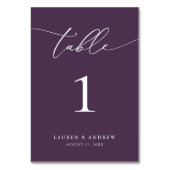 Lila Plum Minimalistisch Hochzeit | Event Custom Tischnummer (Rückseite)