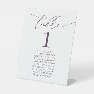 Lila Plum Minimalistisch Wedding Tischnummer Sockelschild