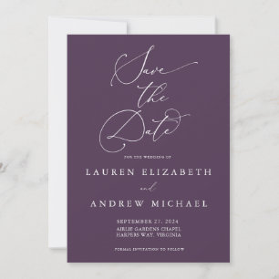 Lila Plum Modern Minimalistisch Save the Date Invi Einladung