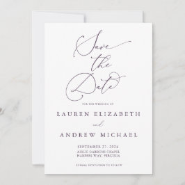 Lila Plum Modern Save the Date Minimalistisch Einladung