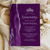 Lila Plum Silver Agate Quinceañera Einladung