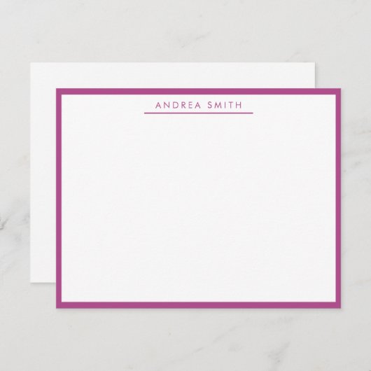 Lila Plum Simple Line Modernes stilvolles Elegant Mitteilungskarte (Vorne/Hinten)