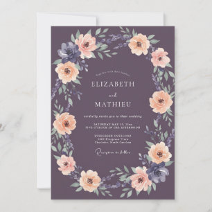 Lila poetische Blumenehe Einladung