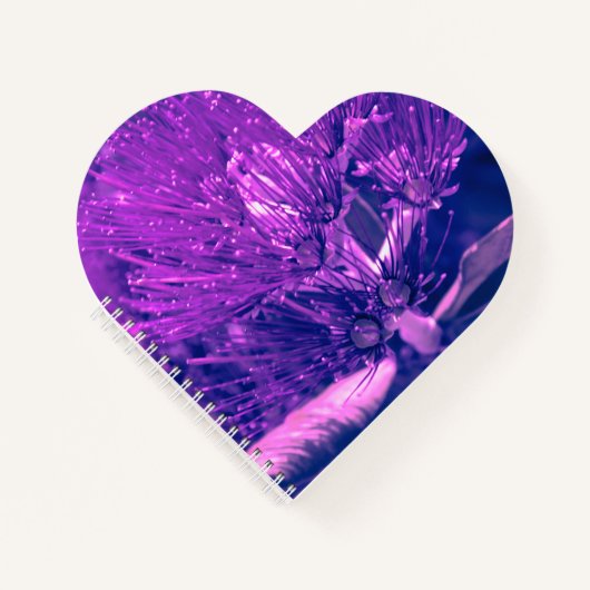 Lila Pohutukawa Herz Notizblock (Vorderseite)