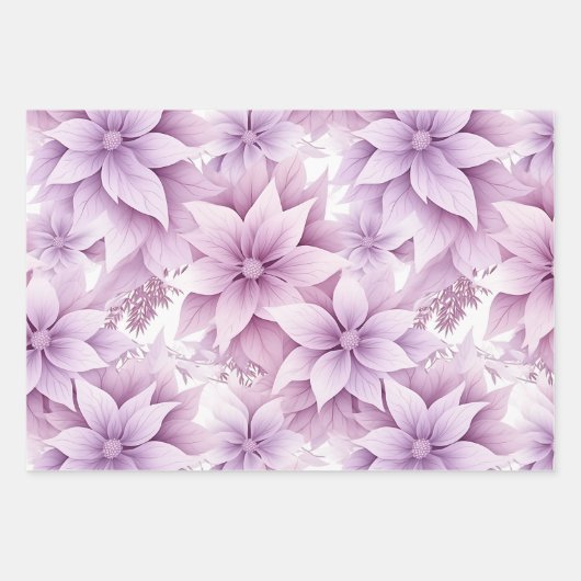 Lila Poinsettia Urlaubspapier Geschenkpapier Set (Vorderseite)