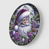 Lila Poinsettia Weihnachtsmauer verzaubern Große Wanduhr (Winkel)