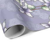 Lila Poinsettias & Snowflakes Weihnachten Geschenkpapier (Rolleneckpunkt)