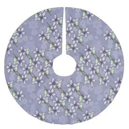 Lila Poinsettias & Snowflakes Weihnachten Polyester Weihnachtsbaumdecke