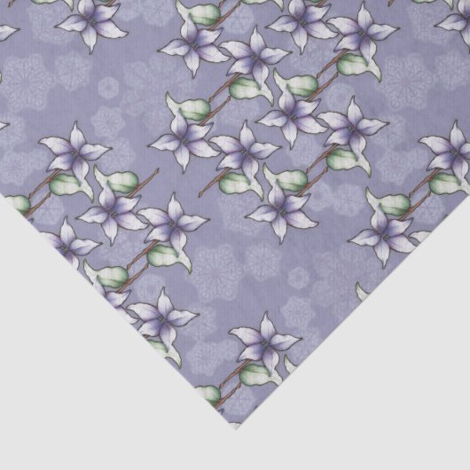 Lila Poinsettias & Snowflakes Weihnachten Seidenpapier (Detail)