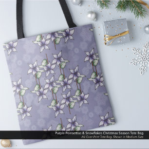 Lila Poinsettias & Snowflakes Weihnachten Tasche