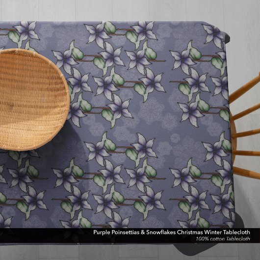 Lila Poinsettias & Snowflakes Weihnachten Tischdecke