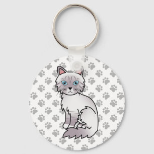 Lila Point Tabby Birma / Ragdoll Katze Illustratio Schlüsselanhänger