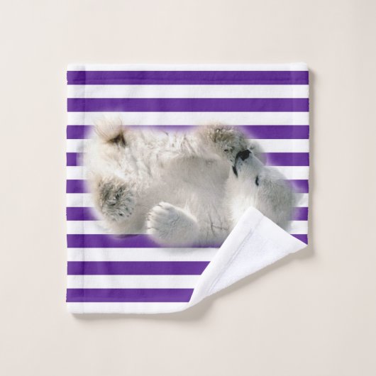 Lila Polar Bär Badewanne Handtuch Sets (Waschlappen)