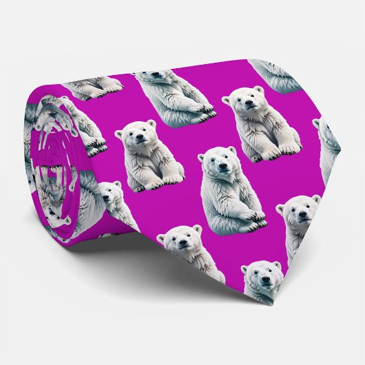 Lila Polar Bär Musterdesign  Krawatte