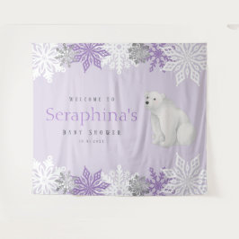 Lila Polar Bear Baby Dusche Hintergrund Wandteppich